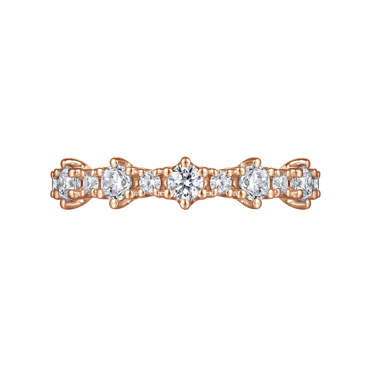 Straight Wedding Ring in 14k Rose Gold with Round Natural Diamond at Gabriel & Co. - Shot 6