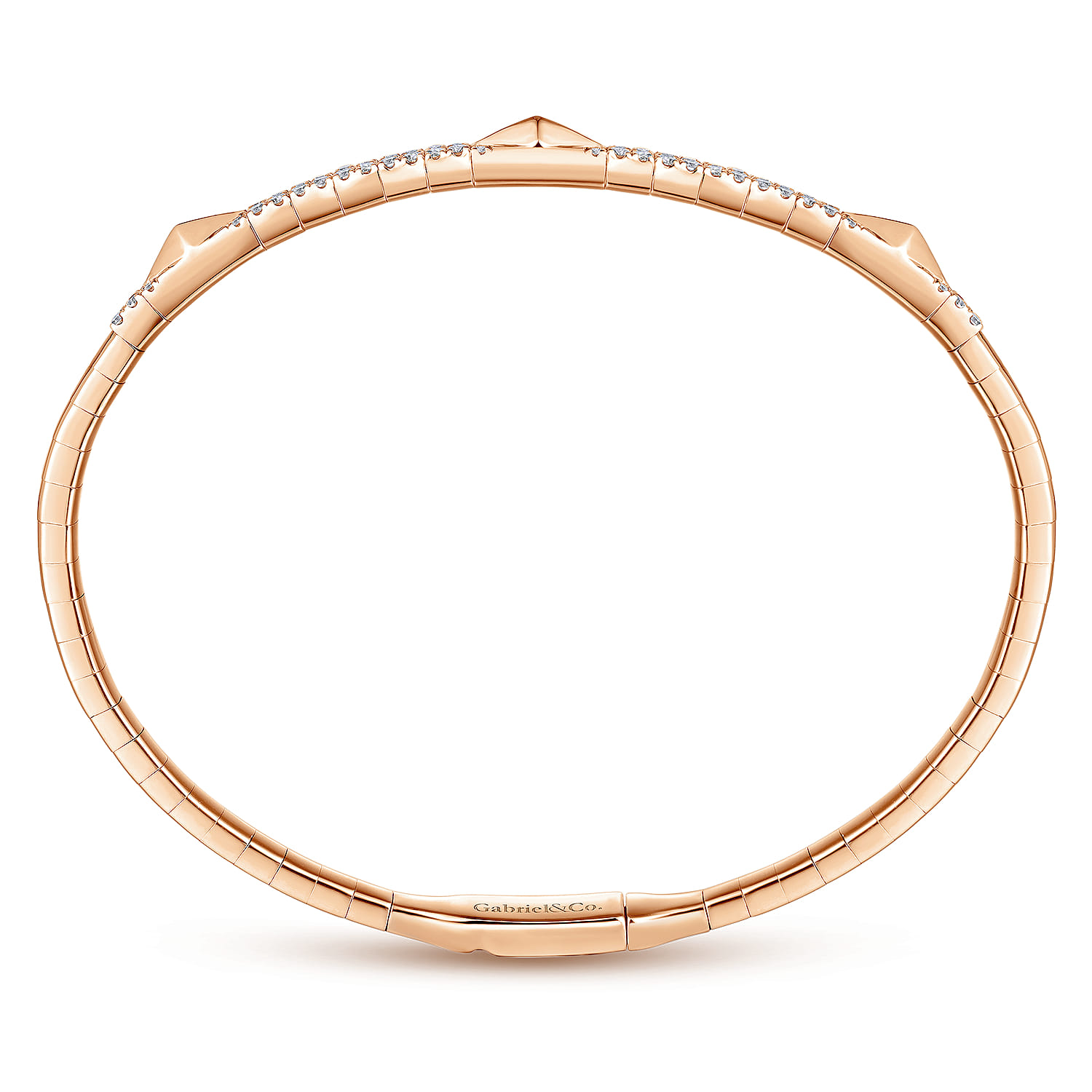 14K Rose Gold Diamond Bangle with Pyramid Rhombus Stations - 0.5 ct - Shot 3
