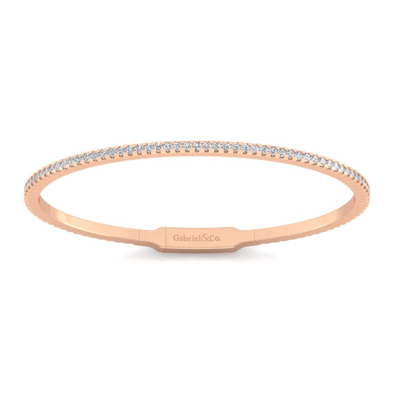 14K Rose Gold Diamond Bangle - 1.25 ct - Shot 1