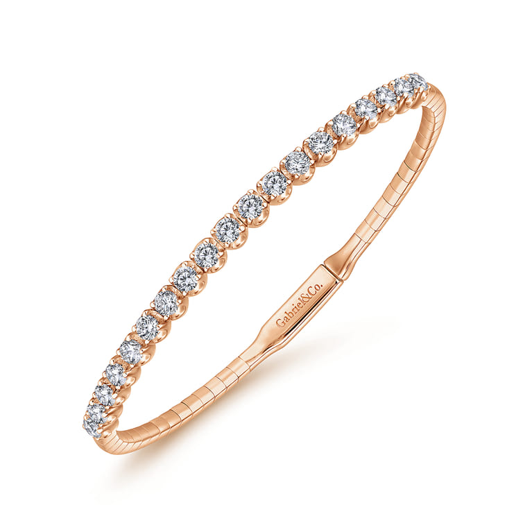 14K Rose Gold Diamond Bangle - 1.5 ct - Shot 2