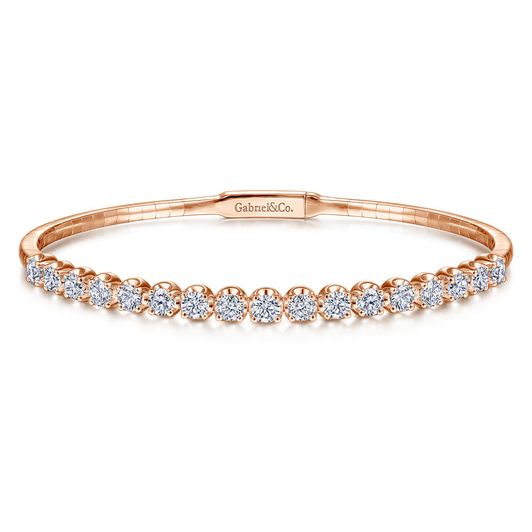 14K Rose Gold Diamond Bangle - 2.25 ct - Shot 1