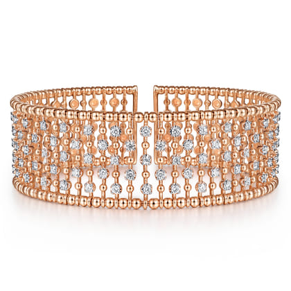 14K Rose Gold Diamond Bangle