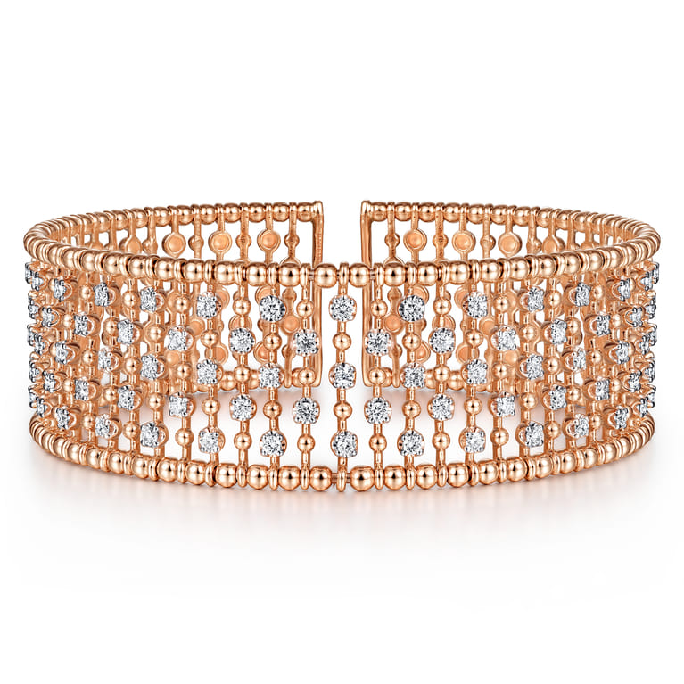 14K Rose Gold Diamond Bangle - 1.18 ct - Shot 1
