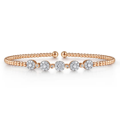 14K Rose Gold Diamond Bangle
