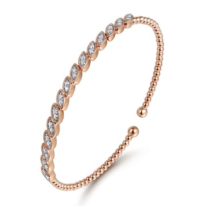 14K Rose Gold Diamond Bangle