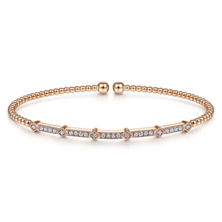 14K Rose Gold Diamond Bangle - 0.2 ct - Shot 1