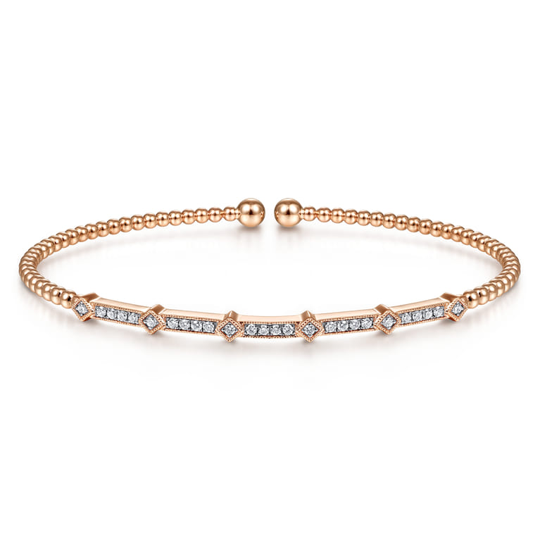 14K Rose Gold Diamond Bangle - 0.2 ct - Shot 1