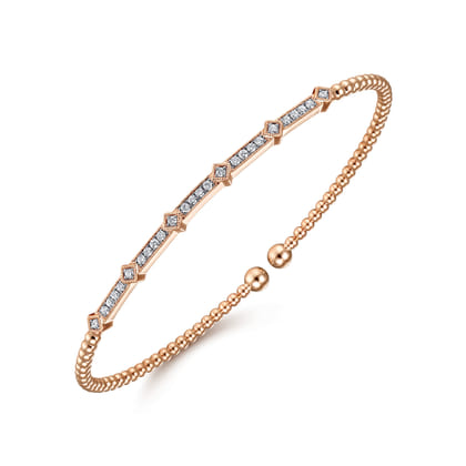 14K Rose Gold Diamond Bangle