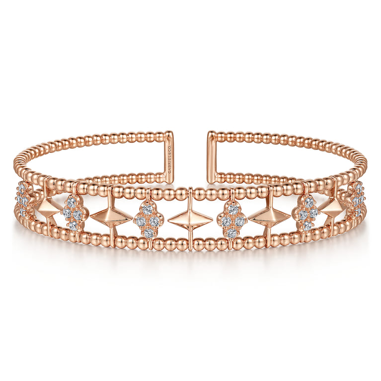 14K Rose Gold Diamond Bangle - 0.6 ct - Shot 1