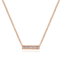 14K Rose Gold Diamond Bar Necklace