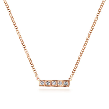 14K Rose Gold Diamond Bar Necklace
