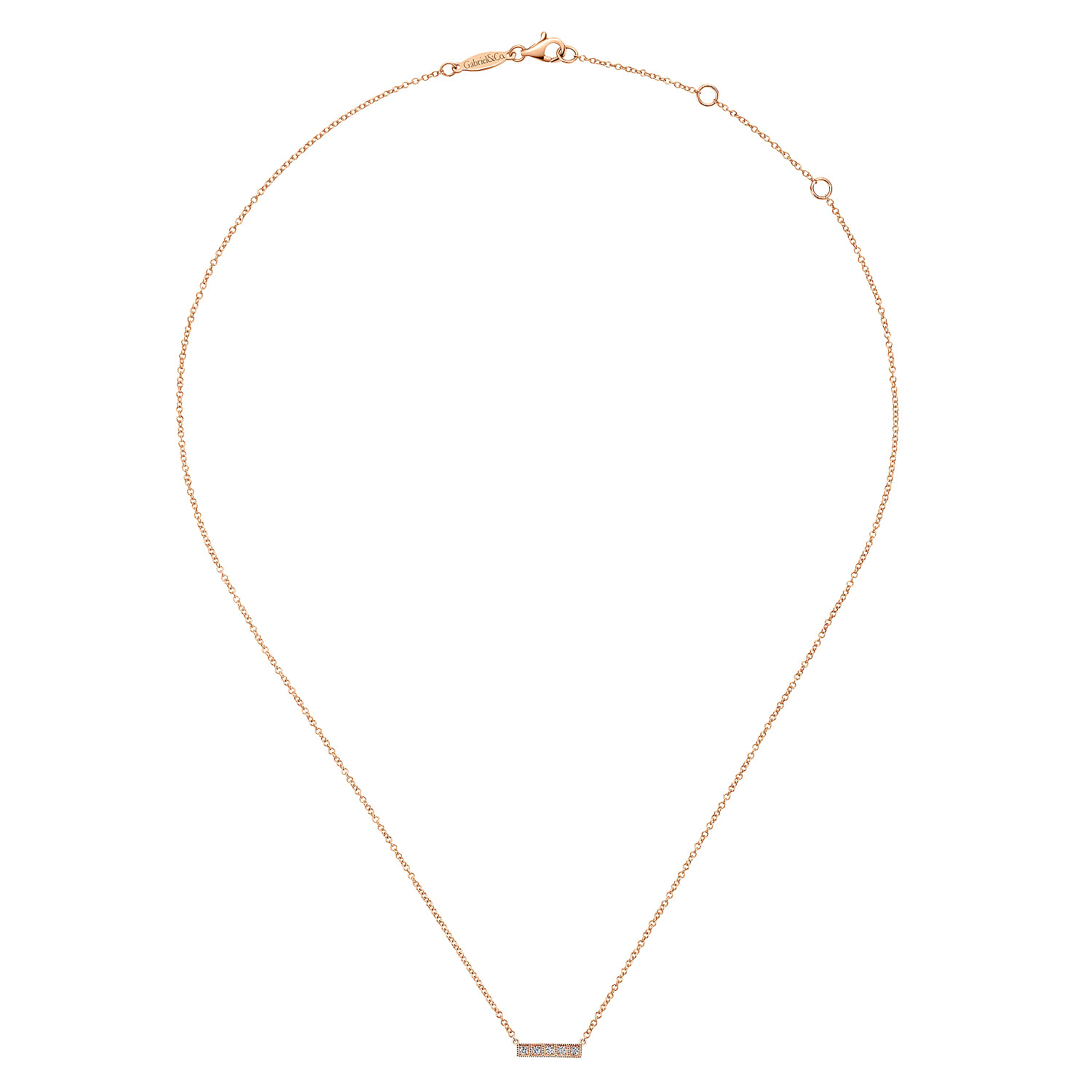 14K Rose Gold Diamond Bar Necklace - 0.06 ct - Shot 2