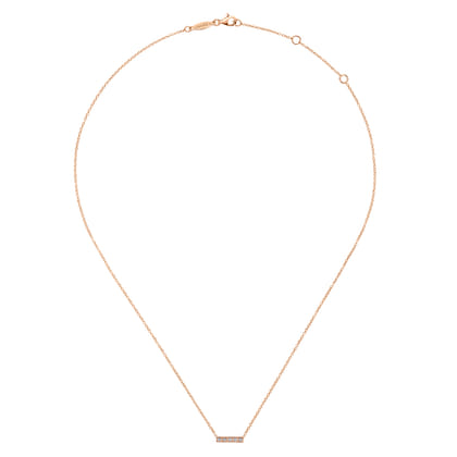 14K Rose Gold Diamond Bar Necklace