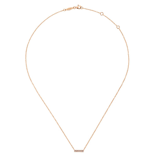 14K Rose Gold Diamond Bar Necklace - 0.06 ct - Shot 2