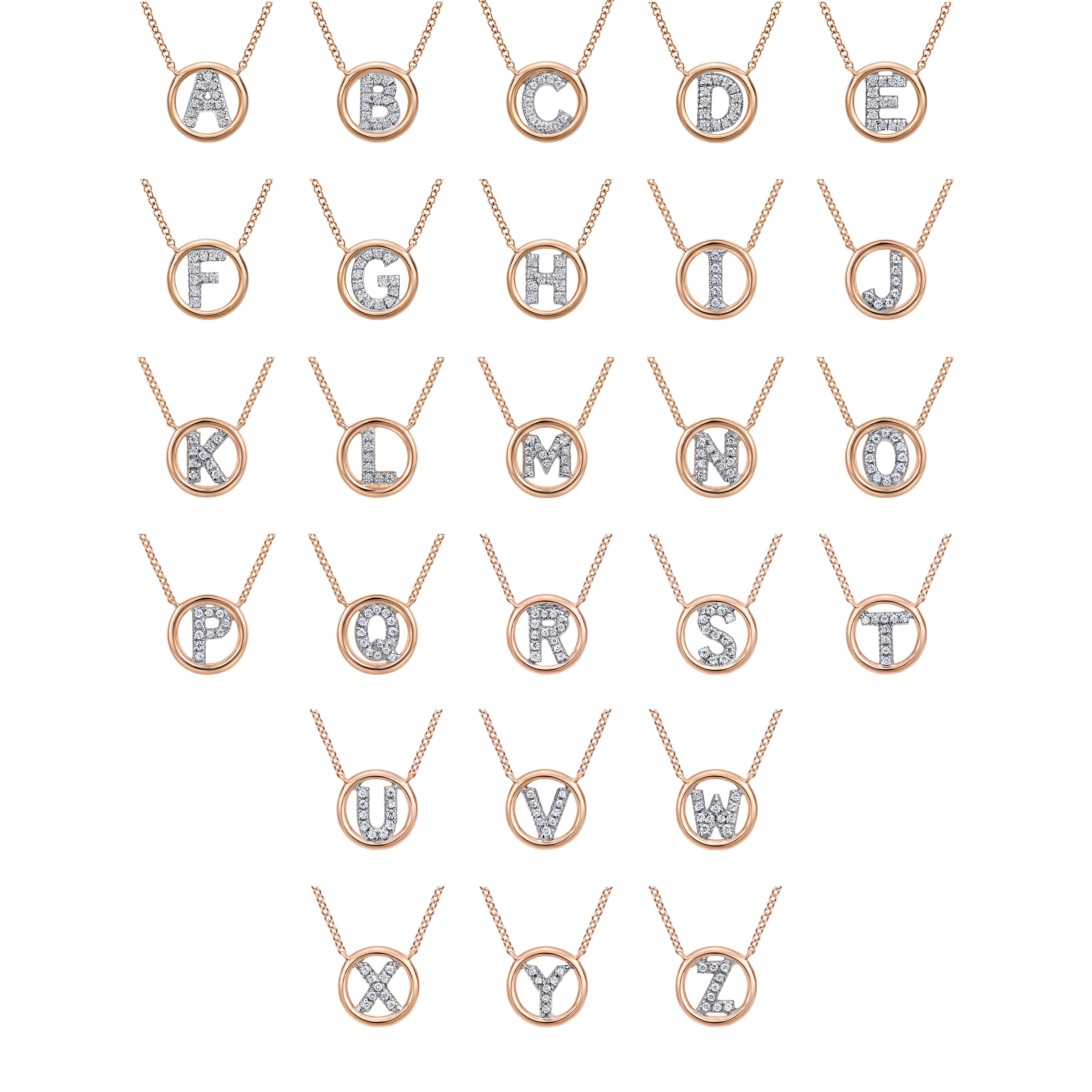 14K Rose Gold Diamond C Initial Pendant Necklace - 0.04 ct - Shot 3