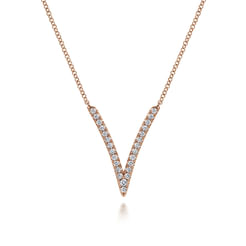 14K Rose Gold Diamond Chevron Necklace