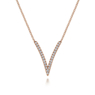 14K Rose Gold Diamond Chevron Necklace