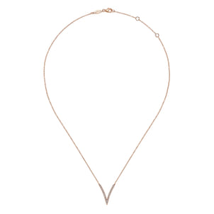 14K Rose Gold Diamond Chevron Necklace