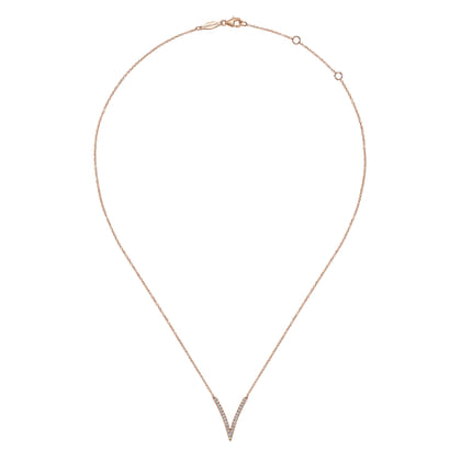 14K Rose Gold Diamond Chevron Necklace