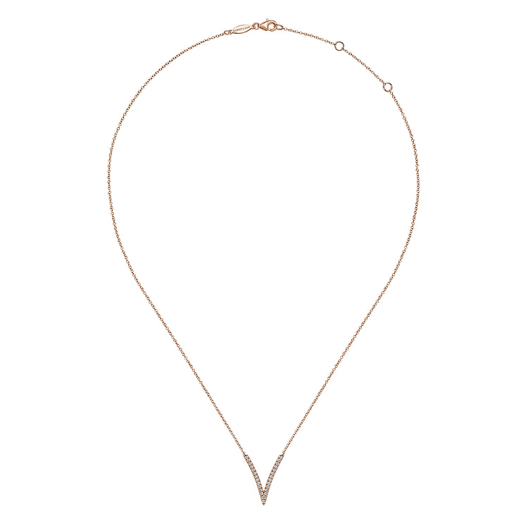 14K Rose Gold Diamond Chevron Necklace