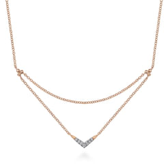 14K Rose Gold Diamond Chevron Necklace
