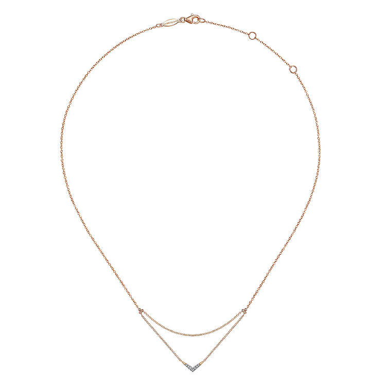 14K Rose Gold Diamond Chevron Necklace