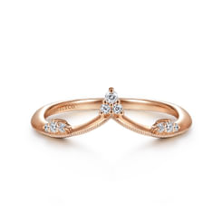 14K Rose Gold Diamond Cluster Chevron Ring