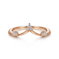 14K Rose Gold Diamond Cluster Chevron Ring