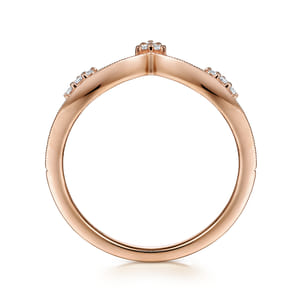 14K Rose Gold Diamond Cluster Chevron Ring