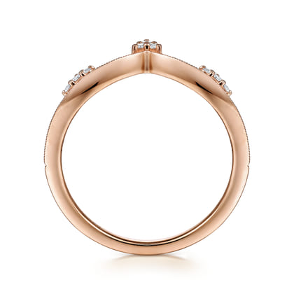 14K Rose Gold Diamond Cluster Chevron Ring
