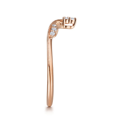 14K Rose Gold Diamond Cluster Chevron Ring