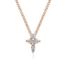 14K Rose Gold Diamond Cross Necklace - 0.11 ct