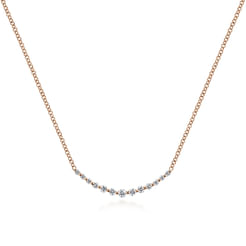 14K Rose Gold Diamond Curved Bar Necklace