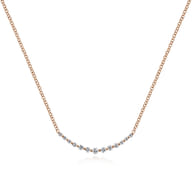 14K Rose Gold Diamond Curved Bar Necklace