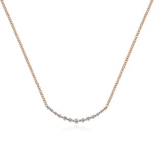 14K Rose Gold Diamond Curved Bar Necklace