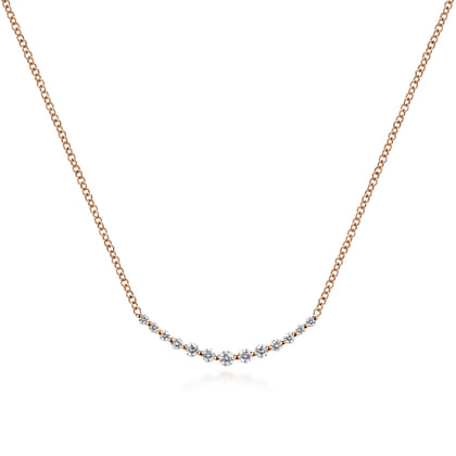 14K Rose Gold Diamond Curved Bar Necklace