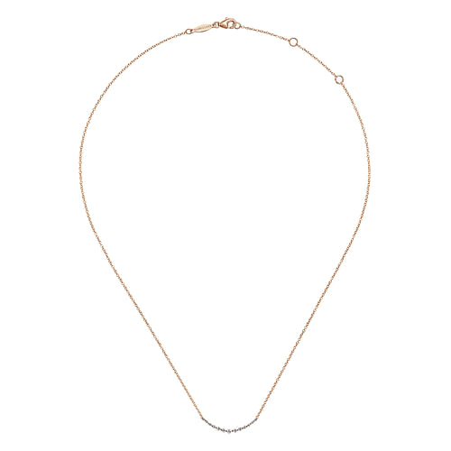 14K Rose Gold Diamond Curved Bar Necklace - 0.25 ct - Shot 2