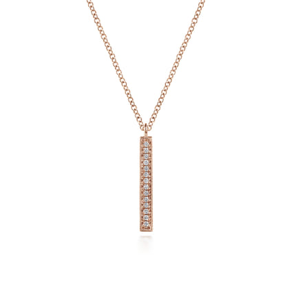 14K Rose Gold Diamond Drop Pendant Necklace