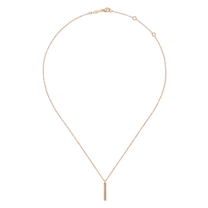 14K Rose Gold Diamond Drop Pendant Necklace