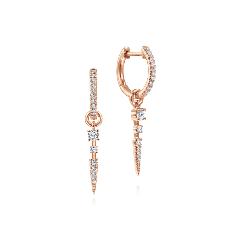 14K Rose Gold Diamond Earrings - 0.3 ct - Shot 1