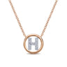 14K Rose Gold Diamond H Initial Pendant Necklace - 0.06 ct