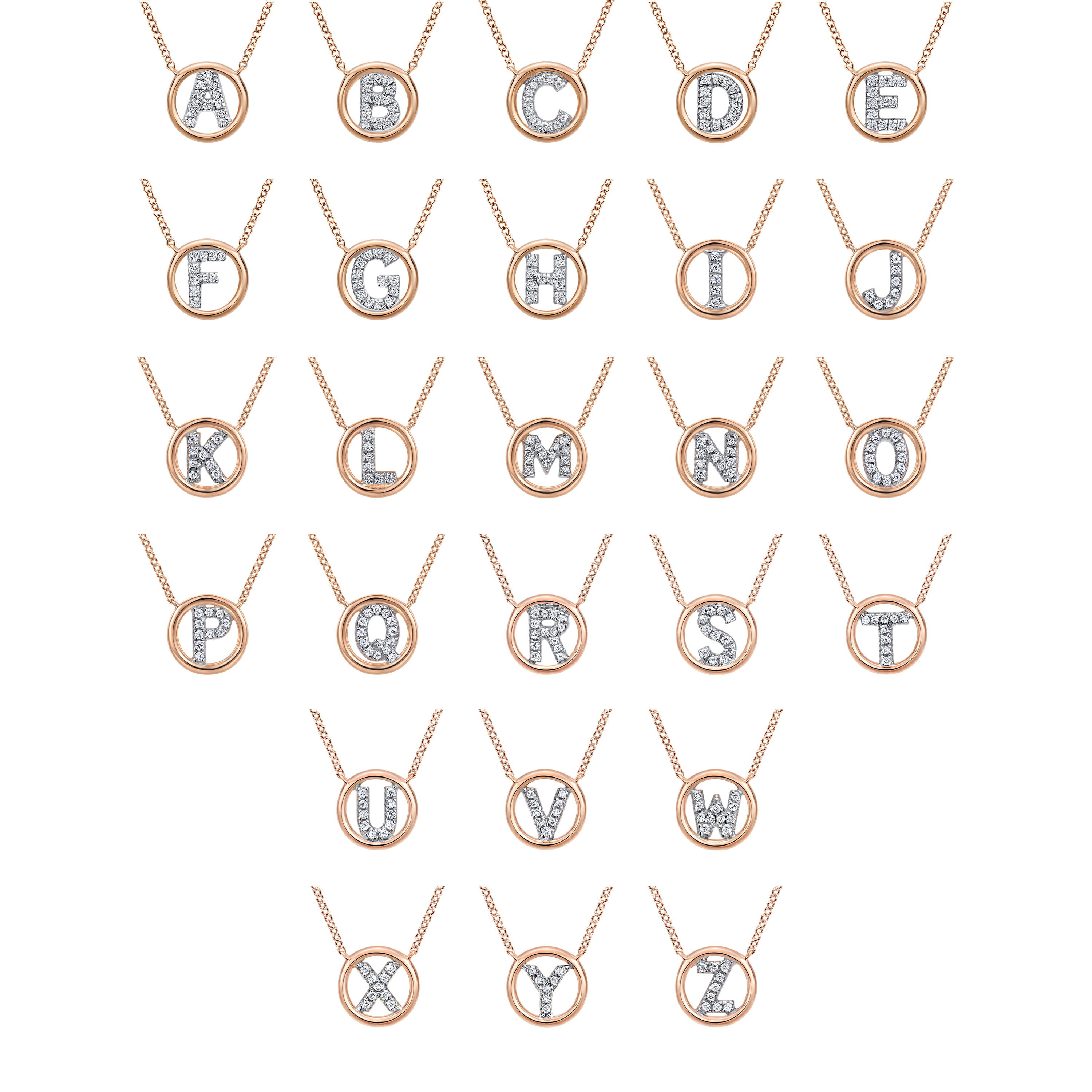 14K Rose Gold Diamond H Initial Pendant Necklace - 0.06 ct - Shot 3