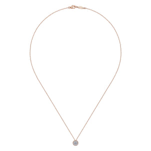 14K Rose Gold Diamond Halo Pendant Necklace
