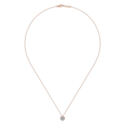 14K Rose Gold Diamond Halo Pendant Necklace
