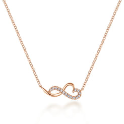 14K Rose Gold Diamond Infinity Heart Pendant Necklace