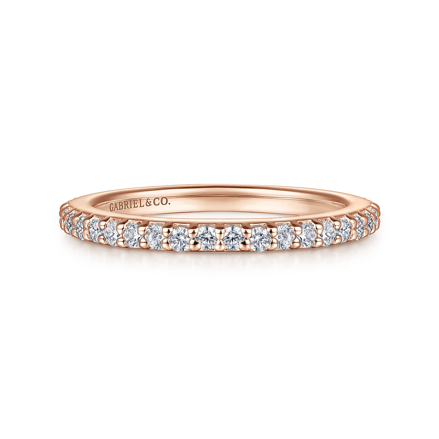14K Rose Gold Diamond Ladies Stackable Ring - 0.45 ct - Shot 1