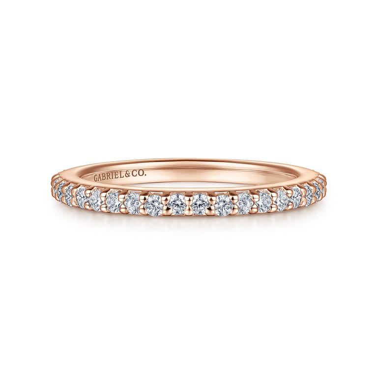14K Rose Gold Diamond Ladies Stackable Ring - 0.45 ct - Shot 1