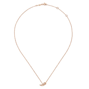 14K Rose Gold Diamond Leaf Pendant Necklace