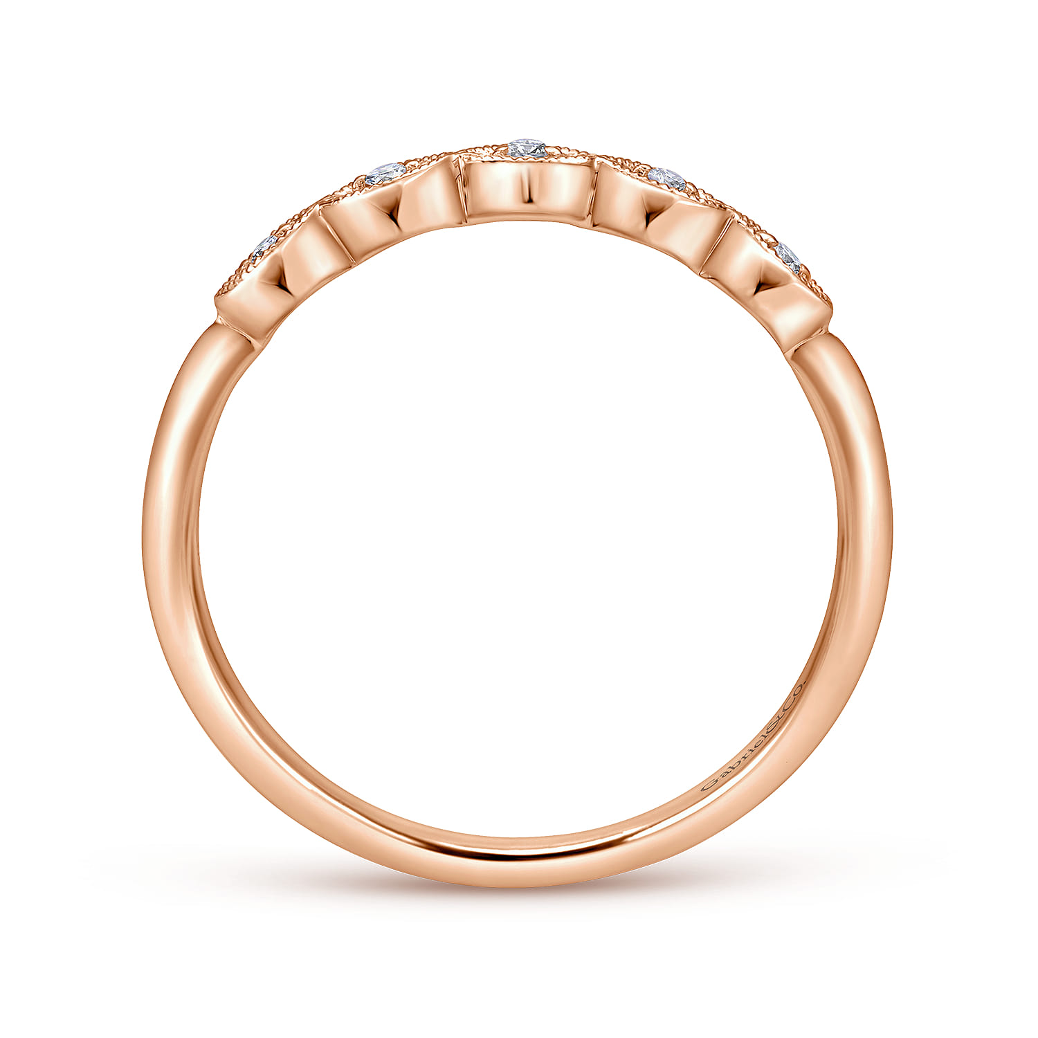 14K Rose Gold Diamond Matching Wedding Band - 0.04 ct - Shot 2
