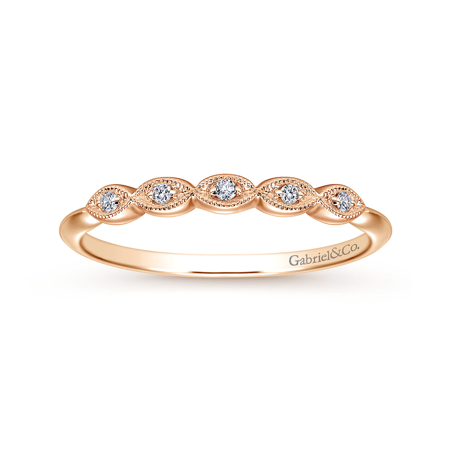 14K Rose Gold Diamond Matching Wedding Band - 0.04 ct - Shot 5